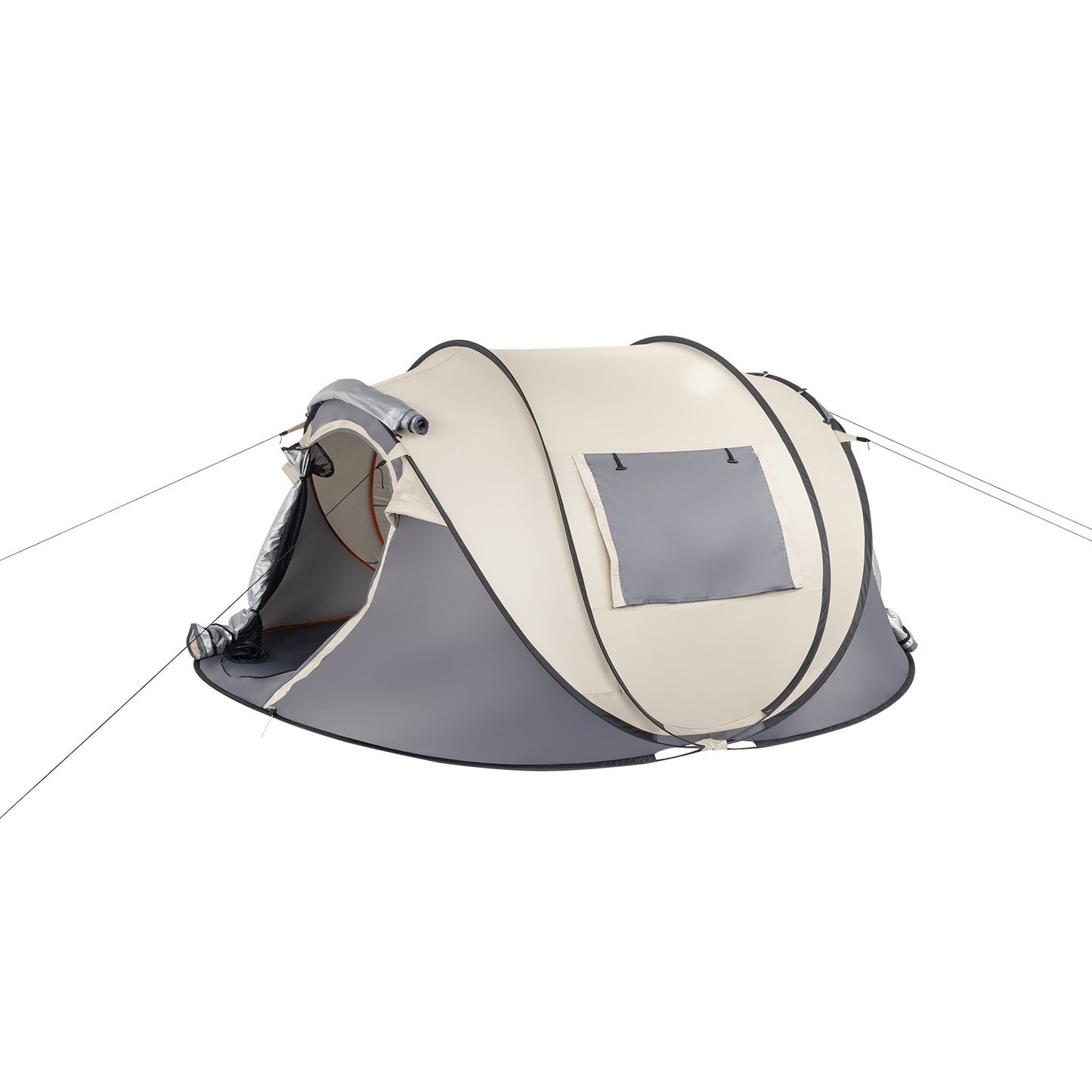 Khaki Boat Type Quick Opening Camping Tent Fiber Pole Polyester Cloth