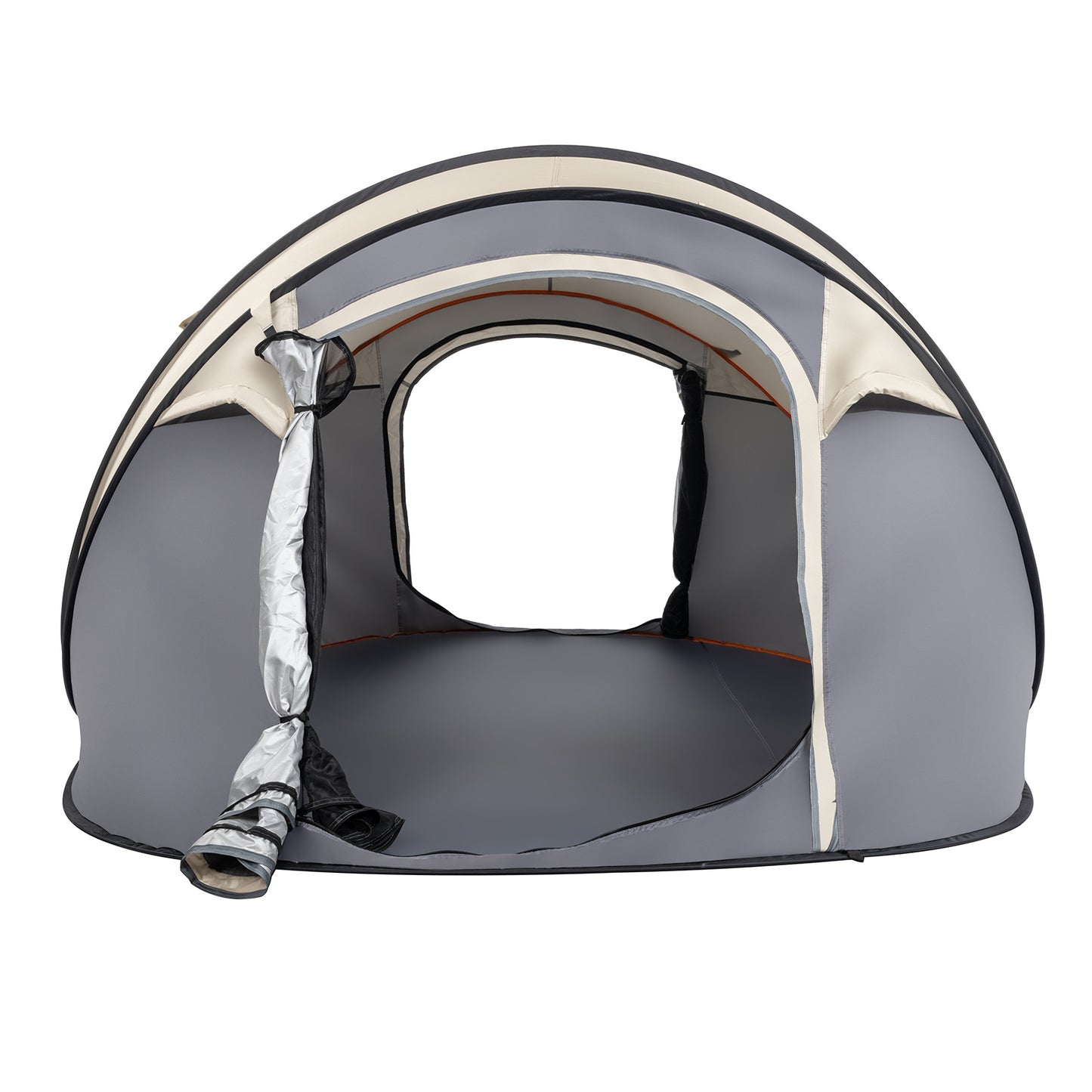 Khaki Boat Type Quick Opening Camping Tent Fiber Pole Polyester Cloth