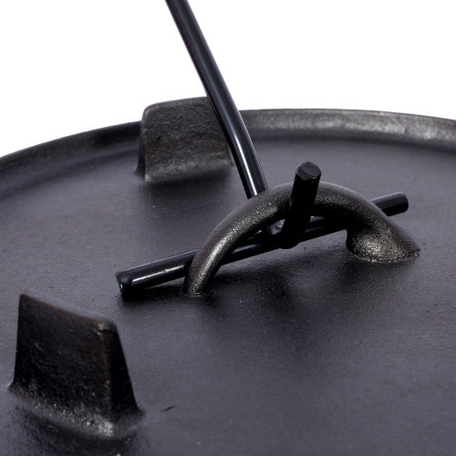 Pre-Seasoned Cast Iron Dutch Oven With Skillet Lid, Outdoor Camping Deep Pot For Camping Fireplace Cooking BBQ Baking Campfire, With Iron Pot Rack, 6 Quart