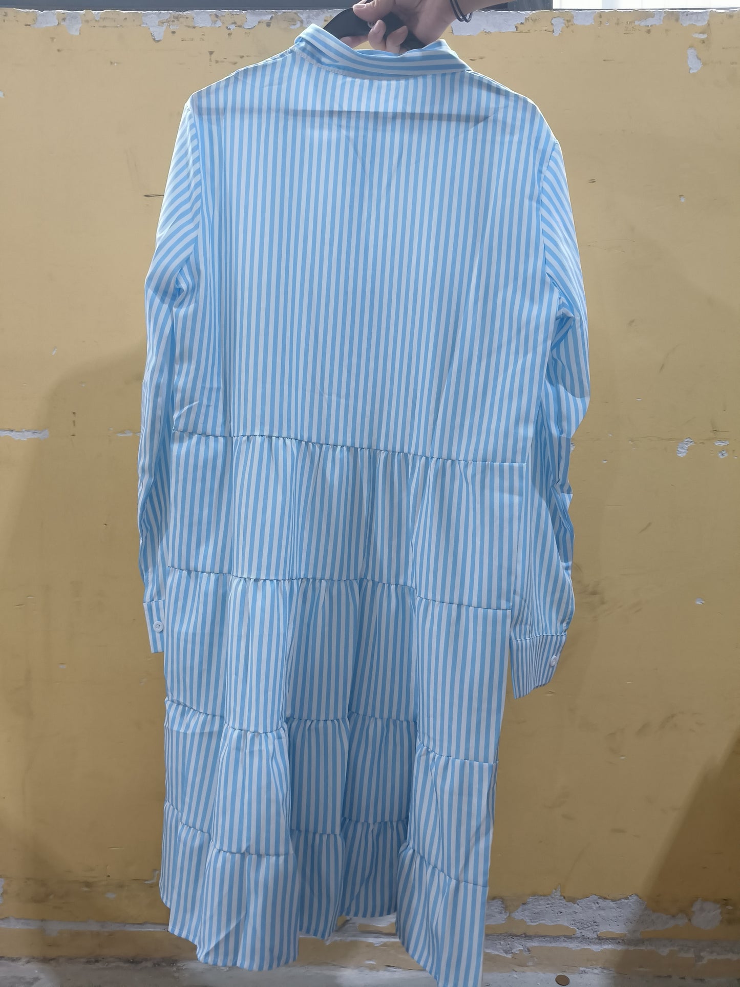 Ins Striped Long-sleeved Shirt Dress Fashion Lapel Button Dresses For Women