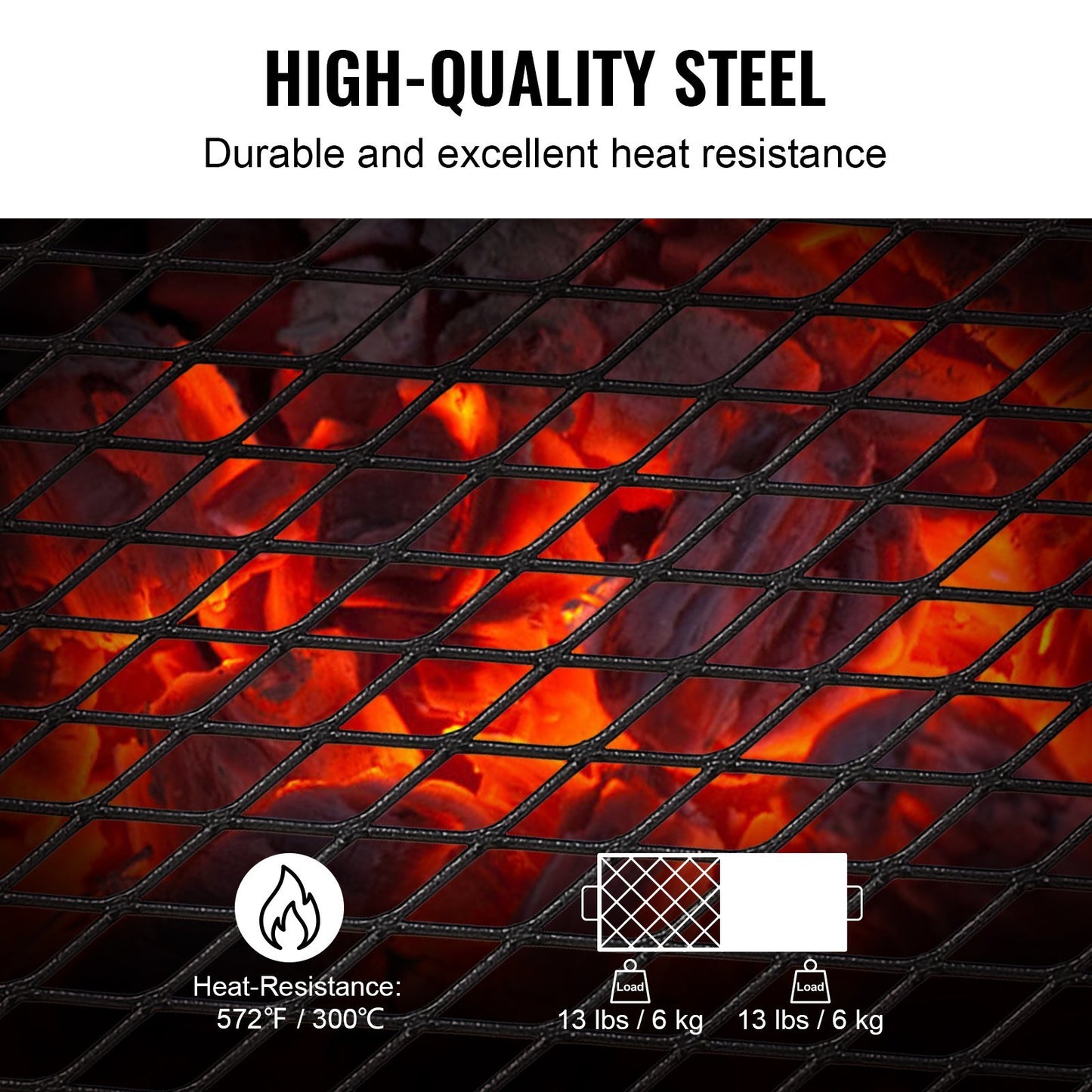 VEVOR Folding Campfire Grill, Heavy Duty Steel Mesh Grate, 22.4 Portable Camping Grates Over Fire Pit, Camp Fire Cooking Equipment With Legs Carrying Bag, Grilling Rack For Outdoor Open Flame Cooking