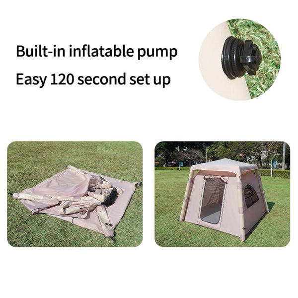 4-post Camping Tent 3-4 People Easy To Set Up Inflatable Tent Luxury Camping Outdoor Air Blown Tent, Waterproof Inflatable House Tent