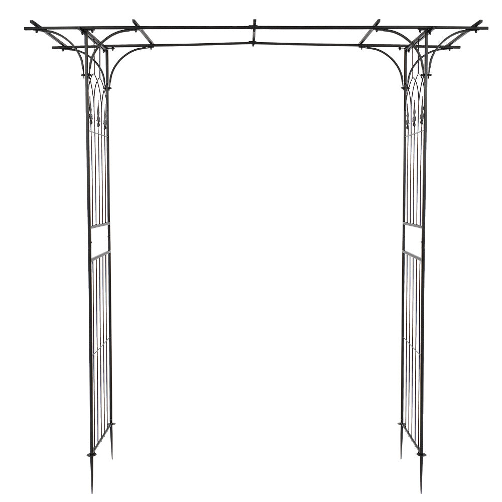 7.1ft Black Flat Top Wrought Iron, Courtyard Iron Arch