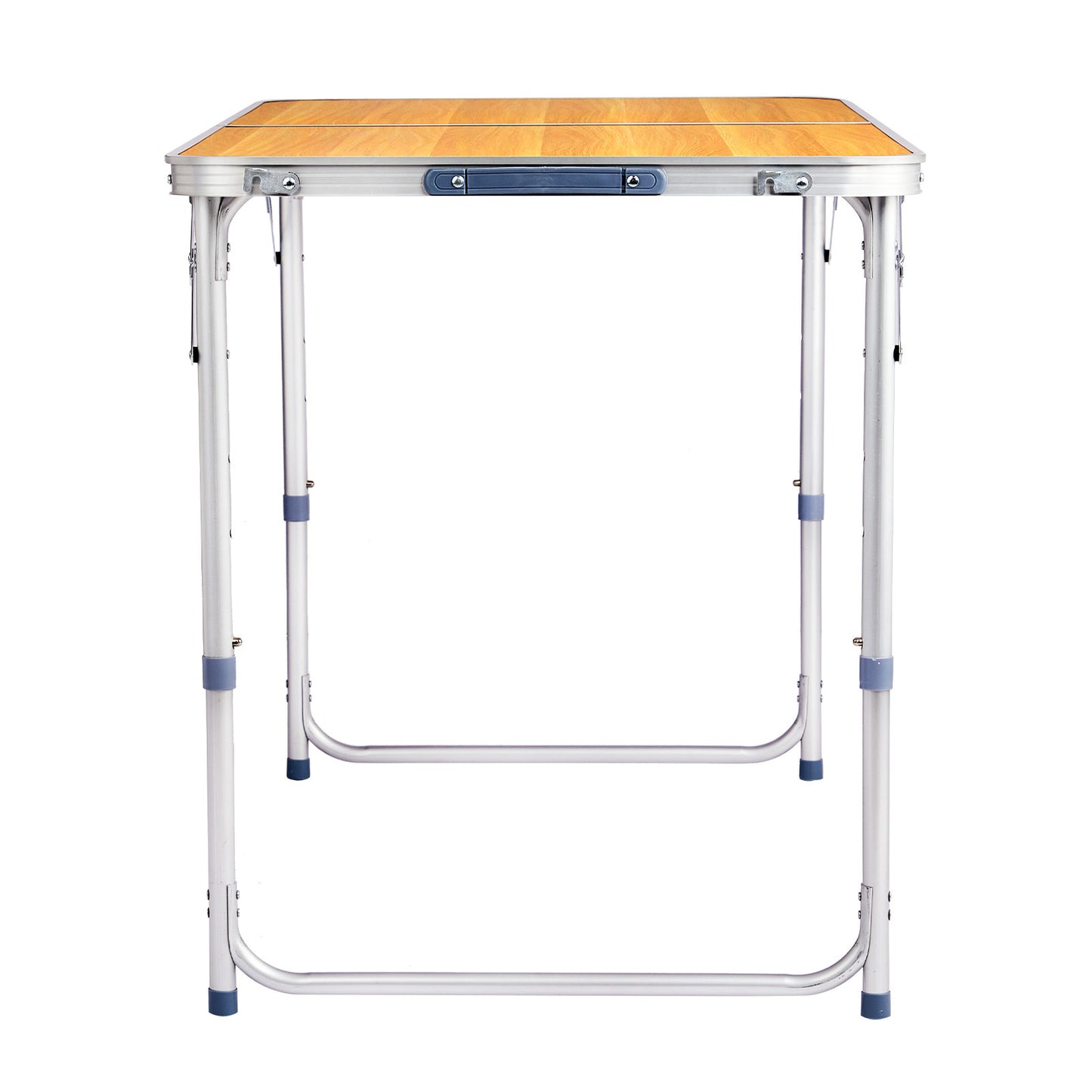 4ft Wood Grain Outdoor Folding Table Aluminum Alloy Rectangular 50kg Two Fold Tabletop