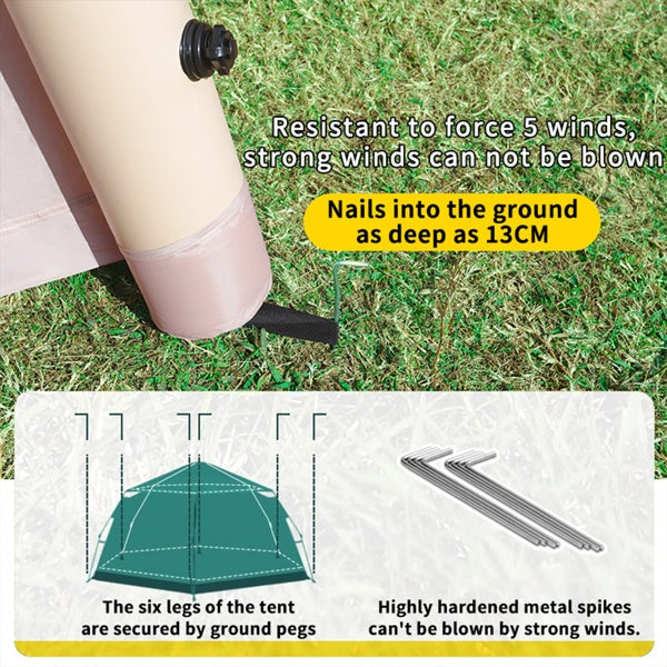4-post Camping Tent 3-4 People Easy To Set Up Inflatable Tent Luxury Camping Outdoor Air Blown Tent, Waterproof Inflatable House Tent
