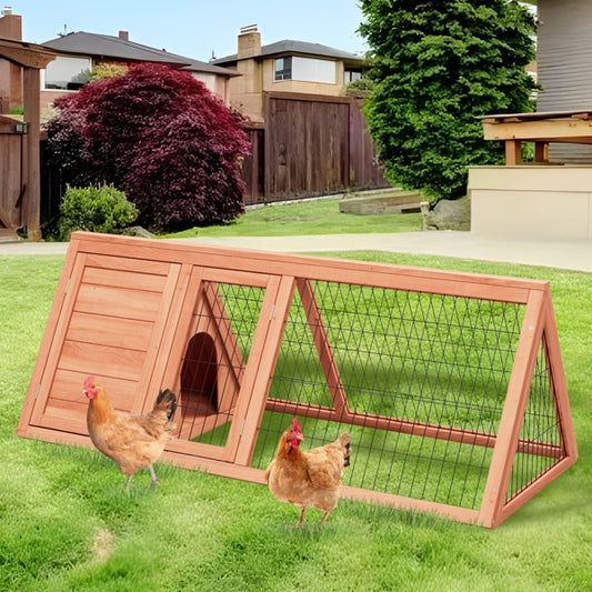 Small Chicken Coop Outdoor A-Frame Quail Cage With 2 Door & Run Cage Wooden Triangle Quail Hutch With Ventilating Wire Poultry Hutch For Small Animal Indoor,Outdoor Use